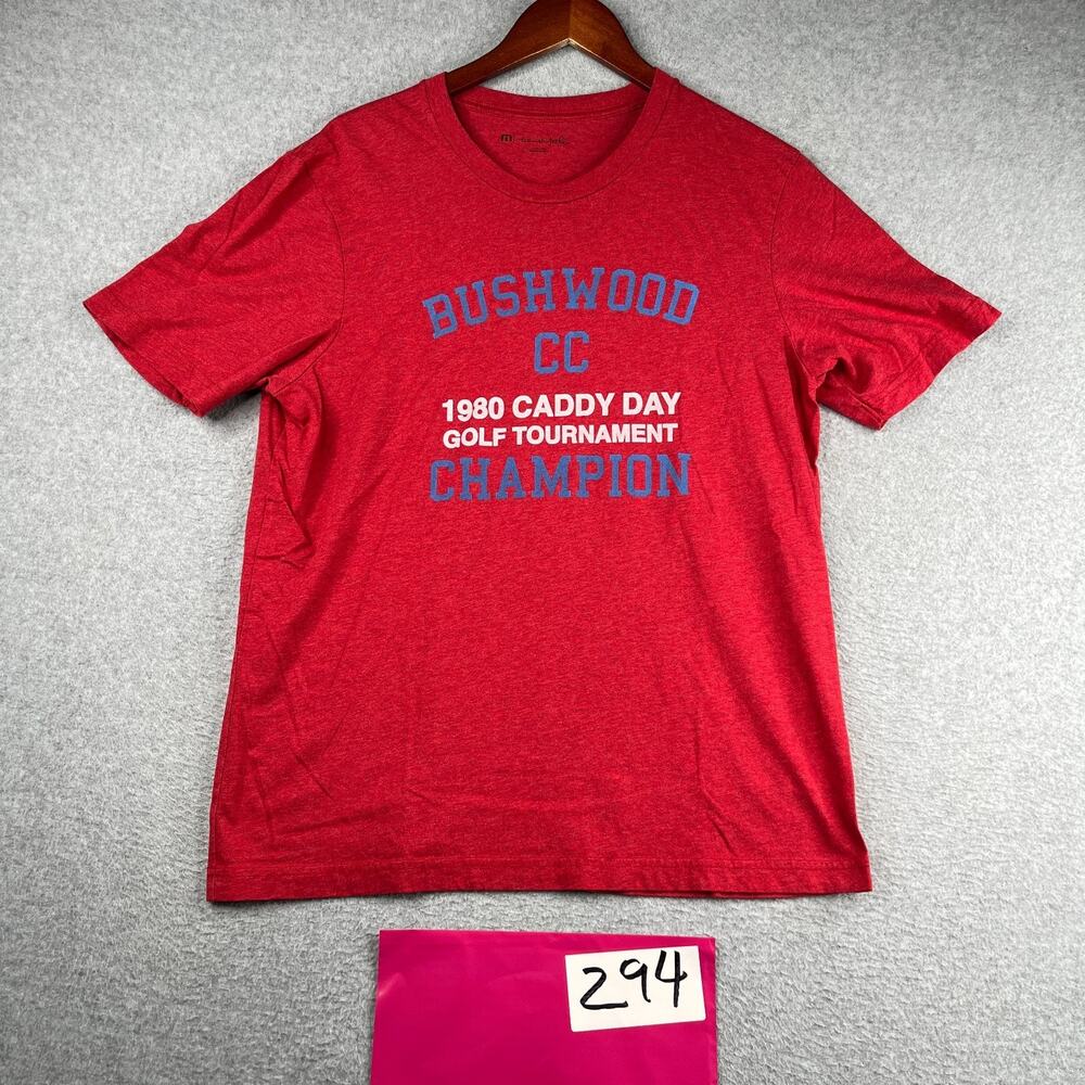 Travis Mathew T Shirt Large Red 1980 Caddy Day Golf Tournament Champion Bushwood